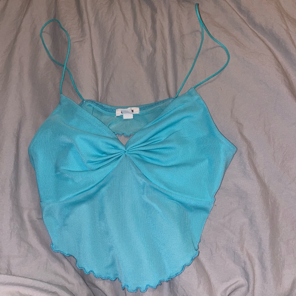 Women's Blue Spaghetti Strap Crop Top